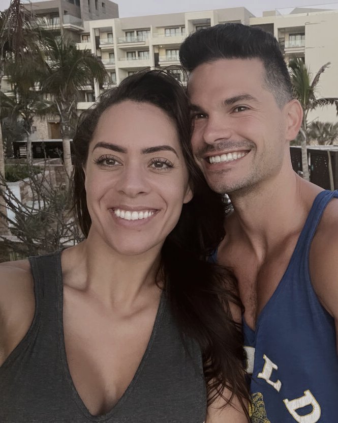 Aleisha and her husband at dusk